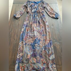 New Paisley Long Sleeve Maxi Dress: XS